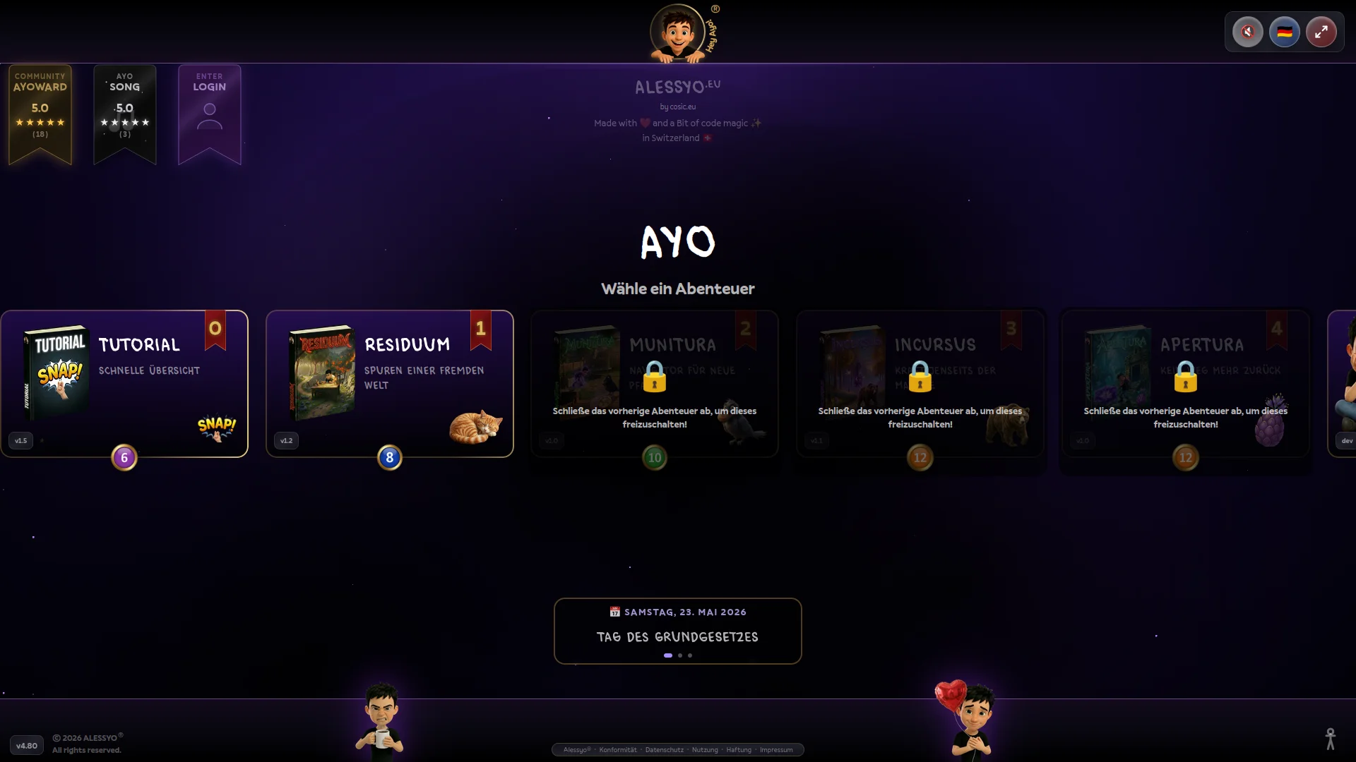 Startseite – Abenteuer waehlen, Community & Ayowards