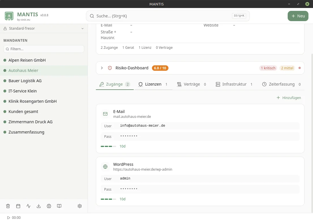 Zugaenge – E-Mail, WordPress & mehr mit Passwort-Ablaufwarnung