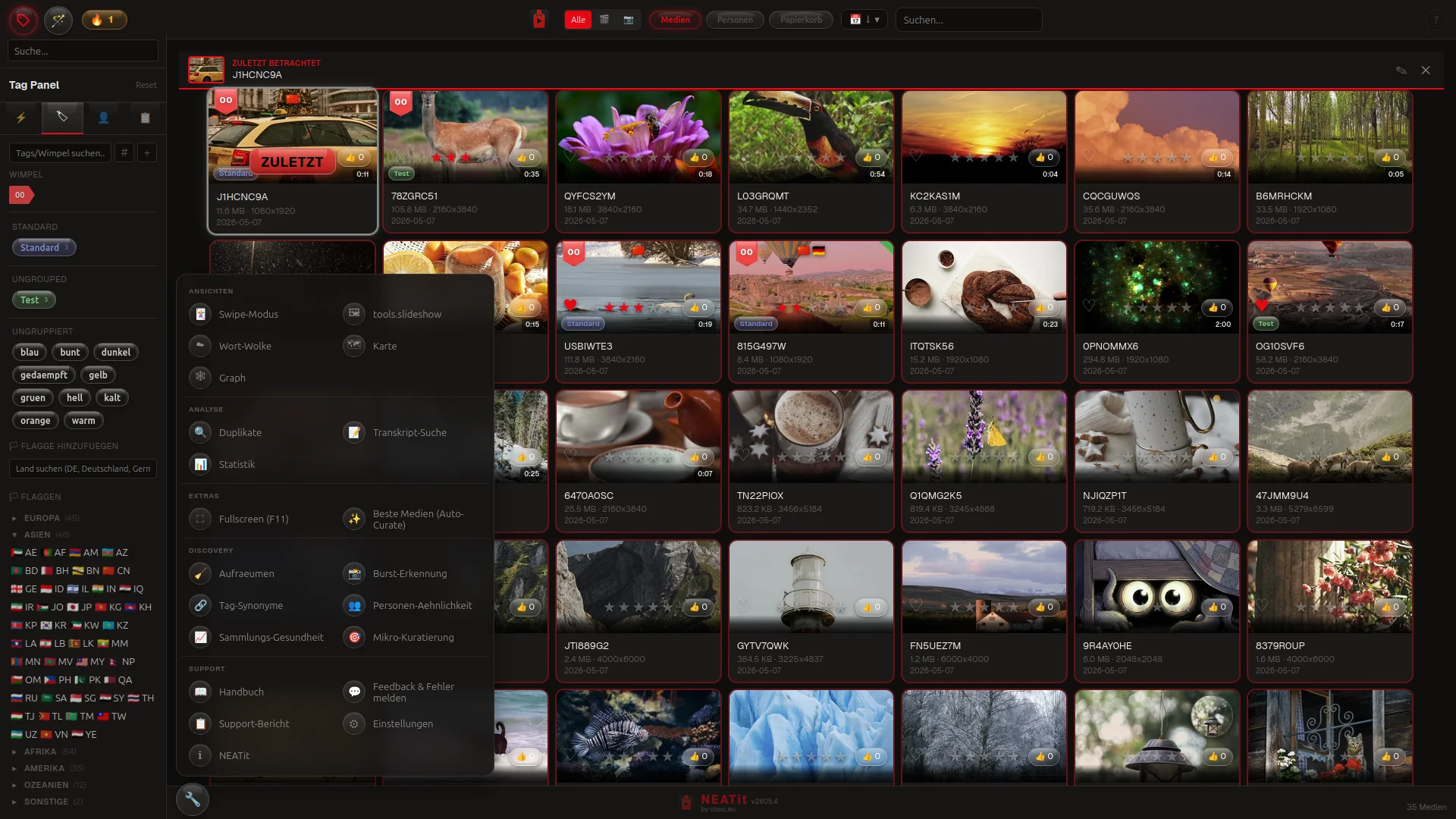 Tools – Ansichten, Analyse, Discovery & Support-Menue