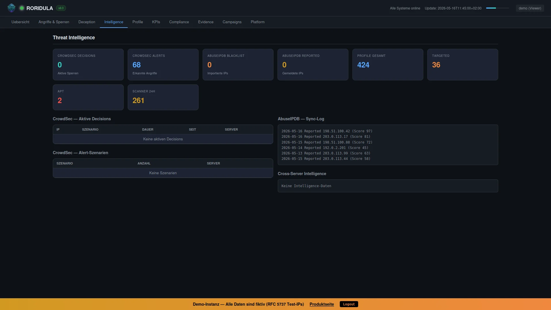 Intelligence – Threat Intelligence, CrowdSec, AbuseIPDB & Cross-Server