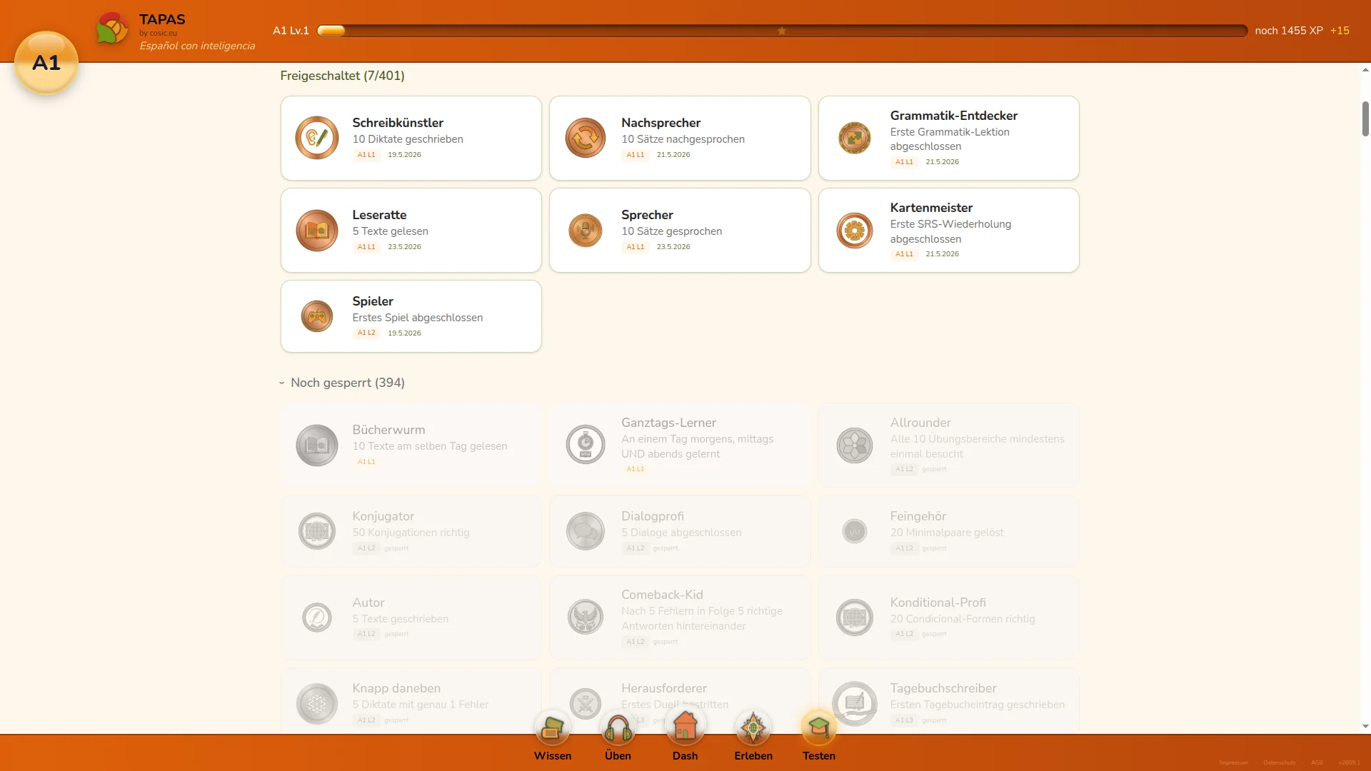 Badges – Freigeschaltete Erfolge